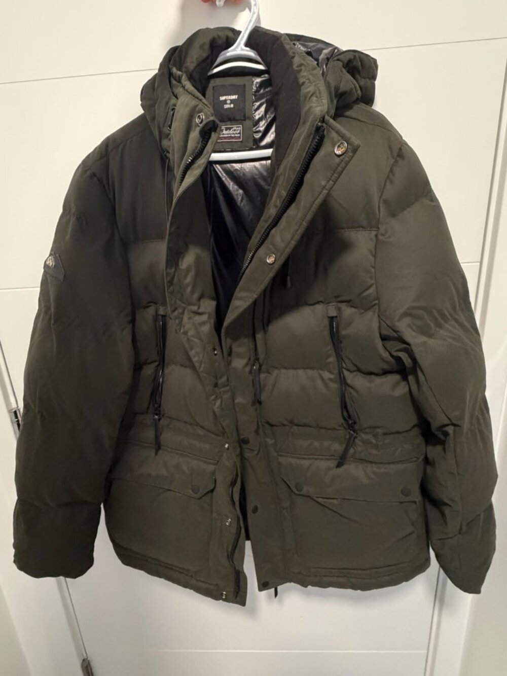 Superdry Microfibre Expedition Parka Jacket Olive Green Men's L